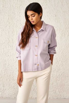 korte lila blouse met oversized pasvorm parrish21 r0745