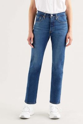 donkerblauwe 501 crop jeans met high waist 36200-0157