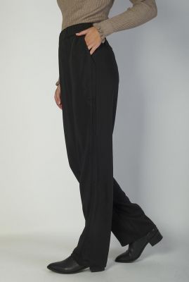 zwarte broek met wijde pijpen en elastische taille amira pant 91260