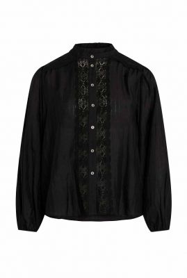 zwarte blouse met kanten details lisissa lace shirt 95767