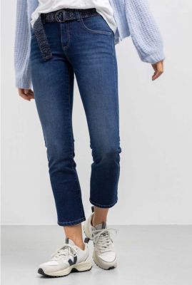 donkerblauwe cropped jeans met straight fit lilias LP0147