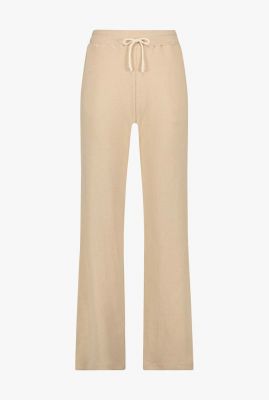 beige straight fit broek met tunnelkoord aspen pants