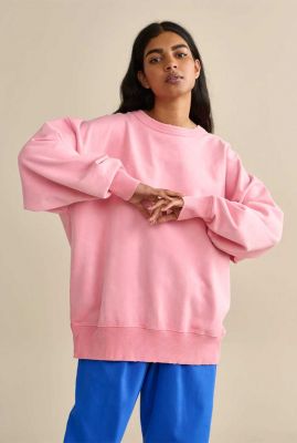 roze oversized sweater van biologisch katoen sierra t1622