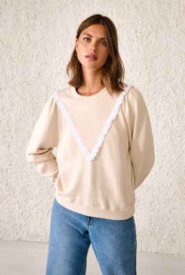 offwhite sweater met ruches frida t1465a