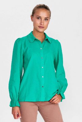 blouse met bolletjes textuur en ballonmouwen nuelka shirt 702049