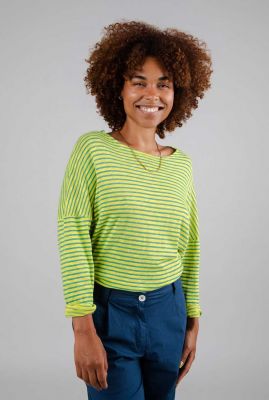 Geel stripes fine knit sweater lime