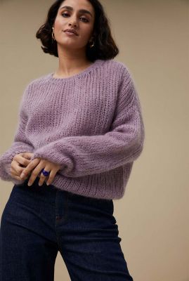 lila kleurige loose fit trui met ronde hals evi pullover 22515020-391