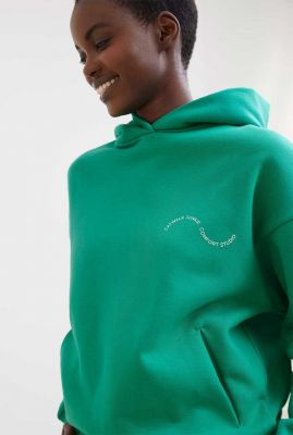 felgroene hoodie met logo opdruk sw the new powersuit virdis green