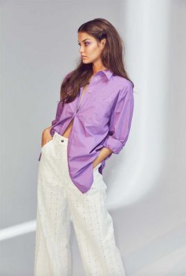 paarse blouse met borstzakje coriolis oversized shirt 95522