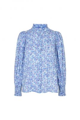 lichtblauwe top met bloemenprint donda petra shirt 35024