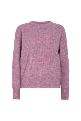 roze gemêleerde trui met rib dessin save rib o-knit 32005