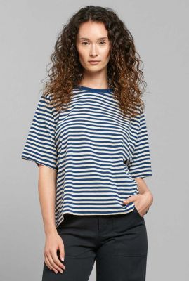 gestreept relaxed fit t-shirt vadstena estate blue/vanilla white 20772