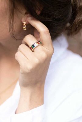 gouden oorbellen met stenen creolen strass multicolori 2cm