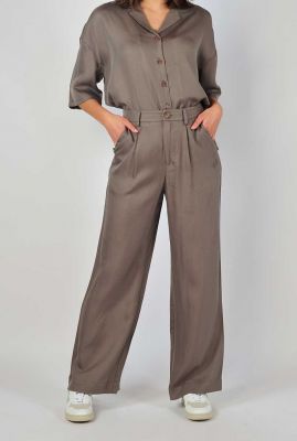 taupe kleurige wijde broek essif wide pants falcon es123-764