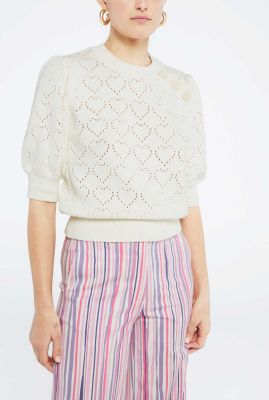 off-white trui met opengewerkte hartjes diana pullover