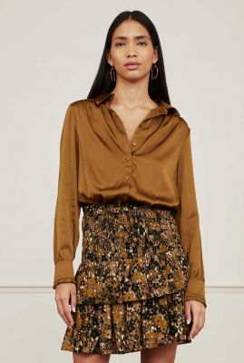 satijnen blouse met klassieke kraag luca blouse brunette
