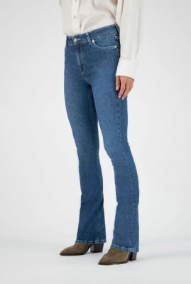 blauwe flared jeans met high waist fl hazen indigo