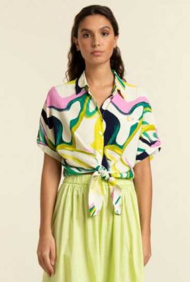 blouse met all-over print en knoopdetail candys shell 1-f12362
