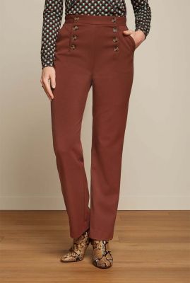 bruine broek met hoge taille lara sailor pants broadway 05982