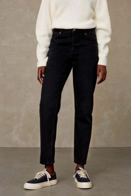zwarte straight fit jeans met high waist caroline K210701202 black