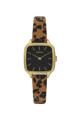gouden horloge met luipaard band kate animal tan kom-w4265