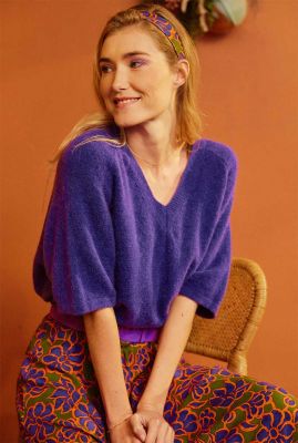 paarse relaxed fit trui met korte mouwen pocahontas