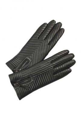 zwarte doorgestikte handschoenen met touch functie  liva