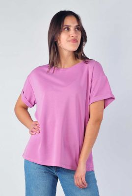 zacht lila t-shirt met verlaagde schouders amana violet