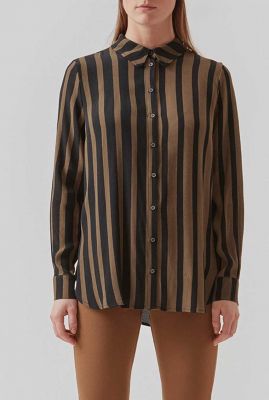 bruine gestreepte blouse aliciamd print shirt bold sienna stripe