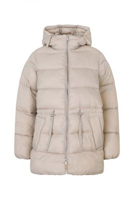 beige oversized puffer jas met capuchon stellamd jacket 56528