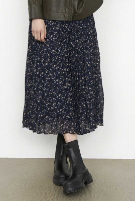 donker blauwe plissé rok met all-over print norrie skirt
