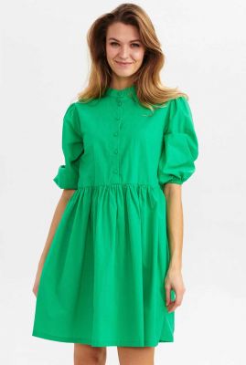 groene katoenen jurk met pofmouwen nunuska dress 702183