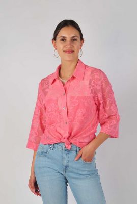 roze kanten blouse met bloemen nuryle shirt 703245
