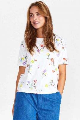 wit t-shirt met all-over bloemenprint numilla tee 703037