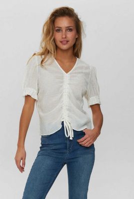 witte blouse met stippen print nuramona blouse 703018