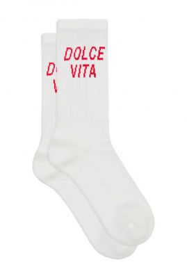 witte katoenen sokken met tekst dolce vita OVC SK08
