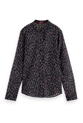 zwarte regular fit blouse met all-over print 171007