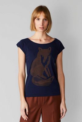 donkerblauw t-shirt van bamboe met vos fox deep navy 461702