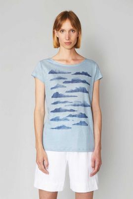  licht blauw linnen t-shirt met wolken aqua clouds 480401