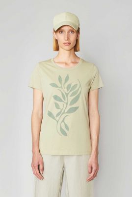 lichtgroen katoenen t-shirt met botanische opdruk tendrils sage 481600