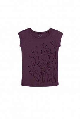 donkerpaars t-shirt met bloemen opdruk wildblumen 441303