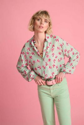 mintgroene blouse met bloemen milly fly away green sp7153