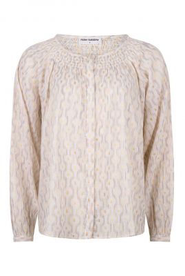 witte blouse met lurex en smock details Idelisa t203-1113