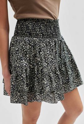 zwarte gelaagde mini rok met bloemenprint mikka skirt 56320