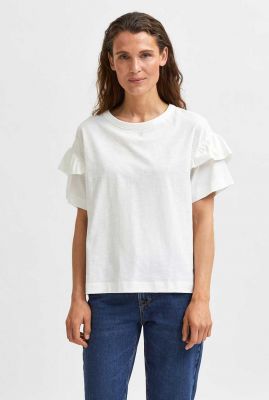 wit t-shirt met ruches rylie florence tee snow white 16079837