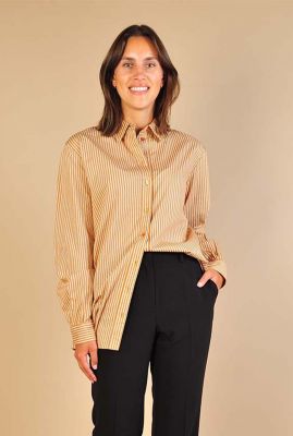 lichtbruine gestreepte blouse reka ls stiped shirt 16095552