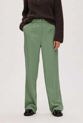 groene wijde pantalon met hoge taille myna wide pant 16087544