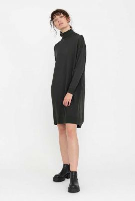 donkergroene gebreide jurk met col lea rollneck dress knit sr621-207
