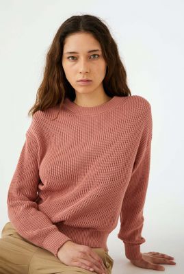 gebreide trui met ronde hals en relaxed fit rose knit sr421-205