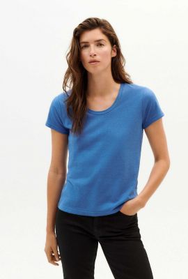 blauw t-shirt met ronde hals hemp regina t-shirt WTS00306